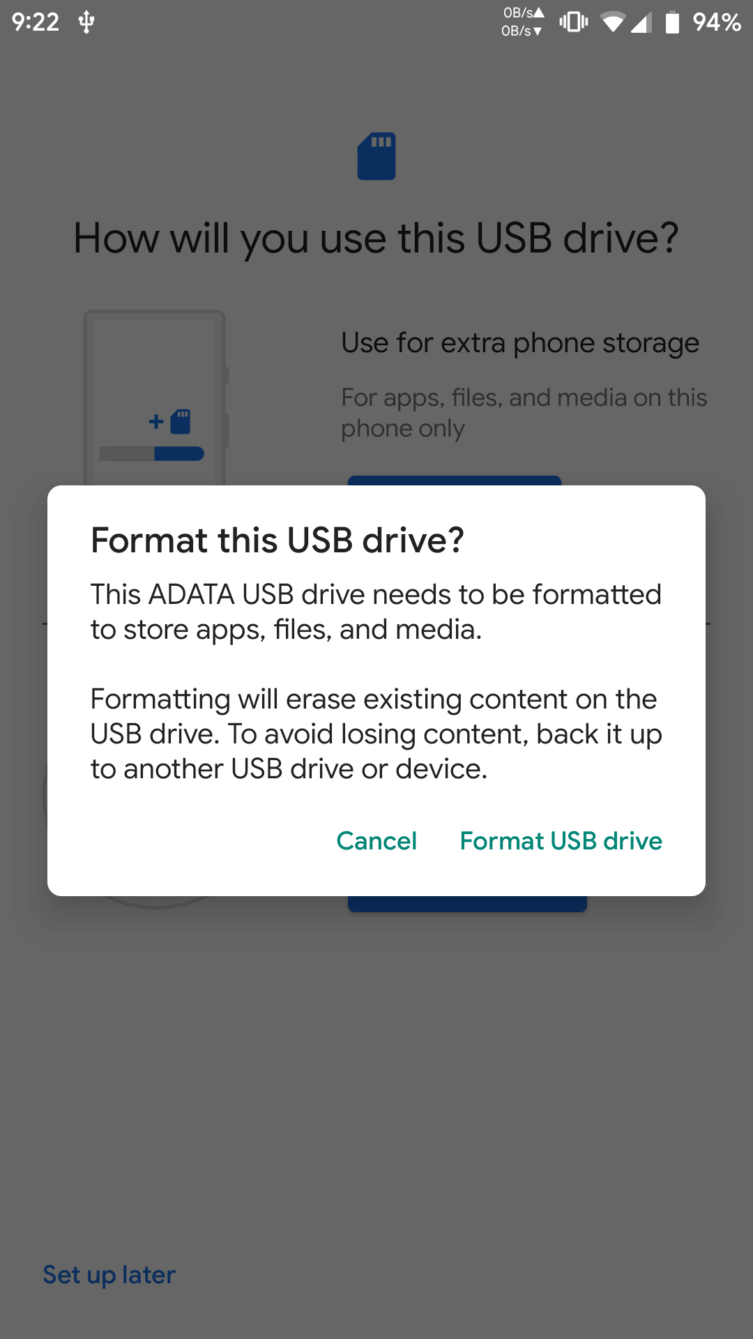 Format USB drive (Android)